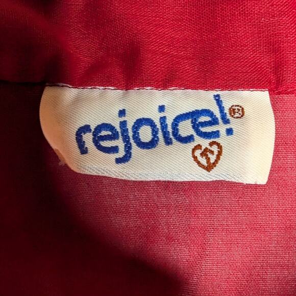 Vtg 1970s Rejoice Red Lightweight Pintucked Ruffle Detail Button Up Top XL - Picture 4 of 4